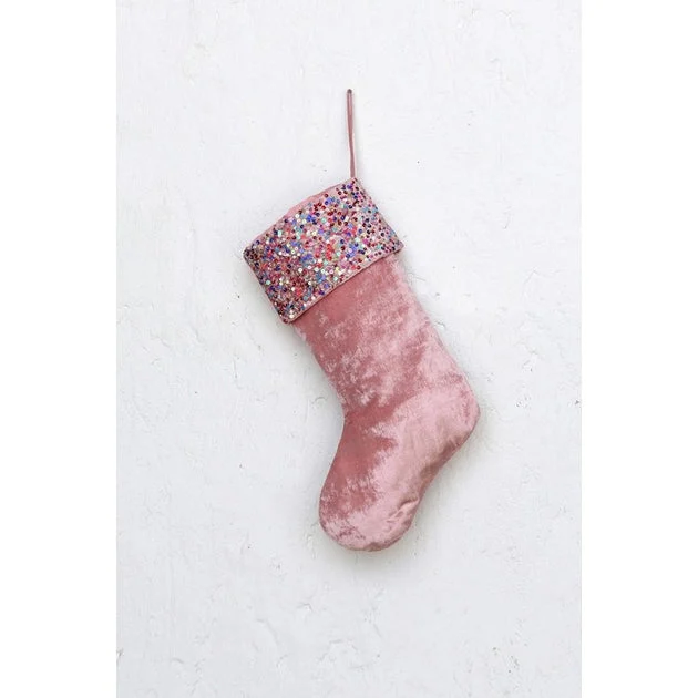 Colorblocked Stocking with Glitter Cuff