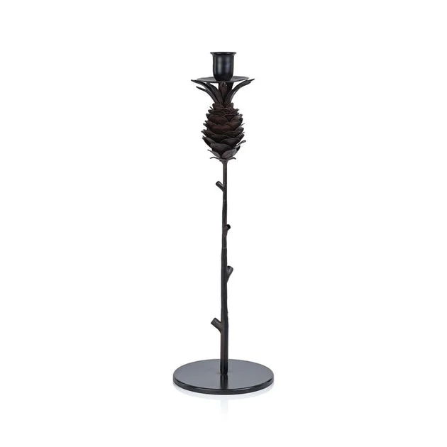 Brunel Pine Cone Design Wrought Iron Candle Holder