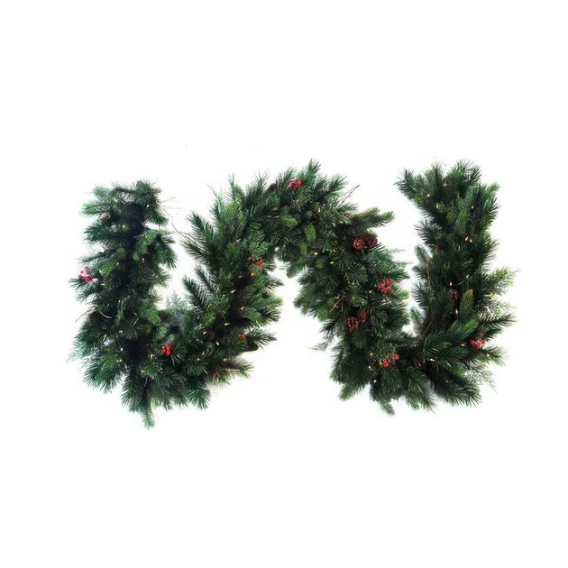 9' Pre-Lit Brandon Spruce Christmas Garland with 100 Clear Staylit Lights