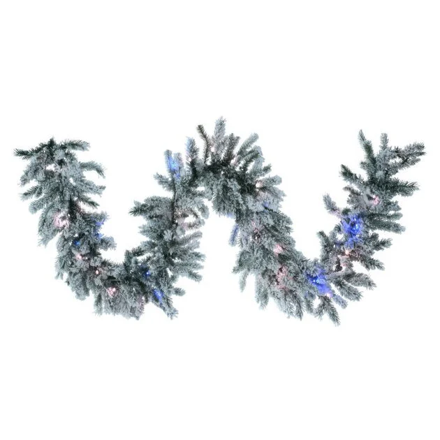 9' Pre-Lit Snowy Mountain Artificial Christmas Garland with 100 Clear Standard Lights