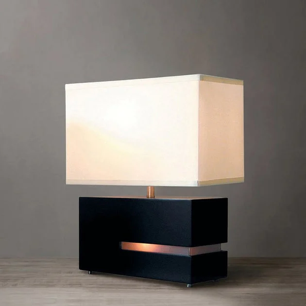 Table Lamp Zen Michael Song with Nightlight 1 Lamp Espresso/Brushed Nickel Cream Linen Steel