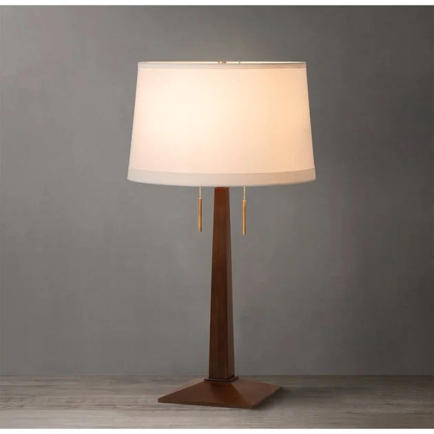 Table Lamp Taper Jeffrey Botwin 2 Lamp Dark Walnut/Weathered Brass White Linen Wood