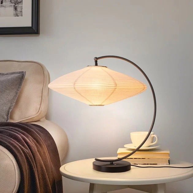 Table Lamp Roswell Herve Saintonge 1 Lamp Matte Black White Linen Orb Steel