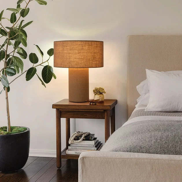 Table Lamp Moonlight 1 Lamp Beige Woven Burlap Burlap