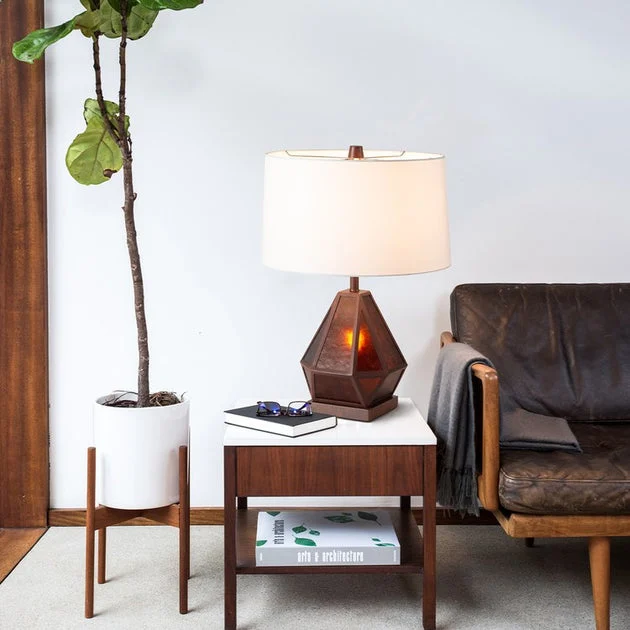 Table Lamp Mica Alex Brokamp 1 Lamp Amber White Linen Steel