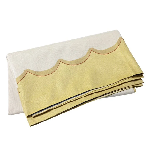 Table Cloth Tavola Scalloped Yellow 102 x 63 Inch Polyester/Cotton/Acrylic