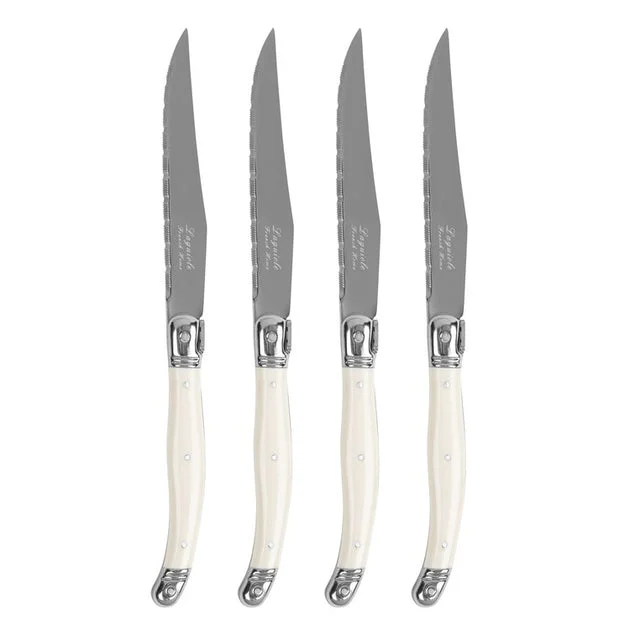 Steak Knife Connoisseur Laguiole Set of 4 Ivory Acrylic/Stainless Steel