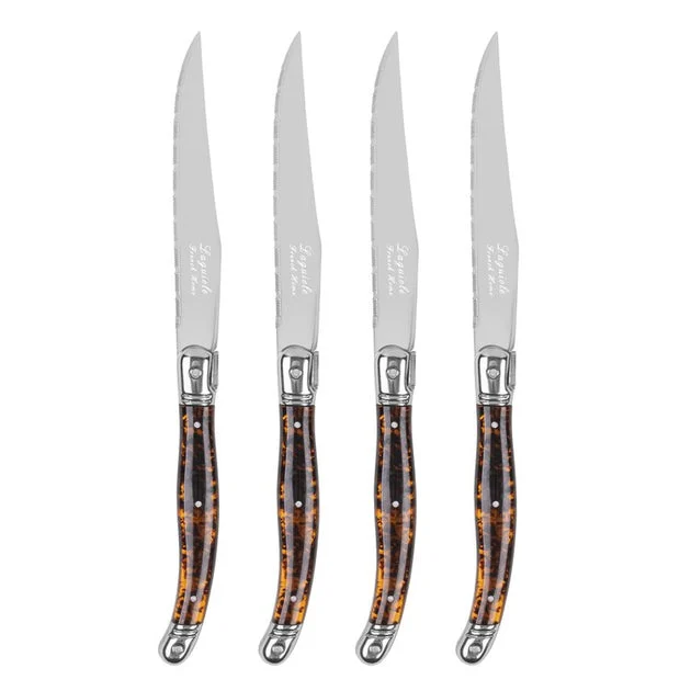 Steak Knife Connoisseur Laguiole Set of 4 Tortoise Acrylic/Stainless Steel