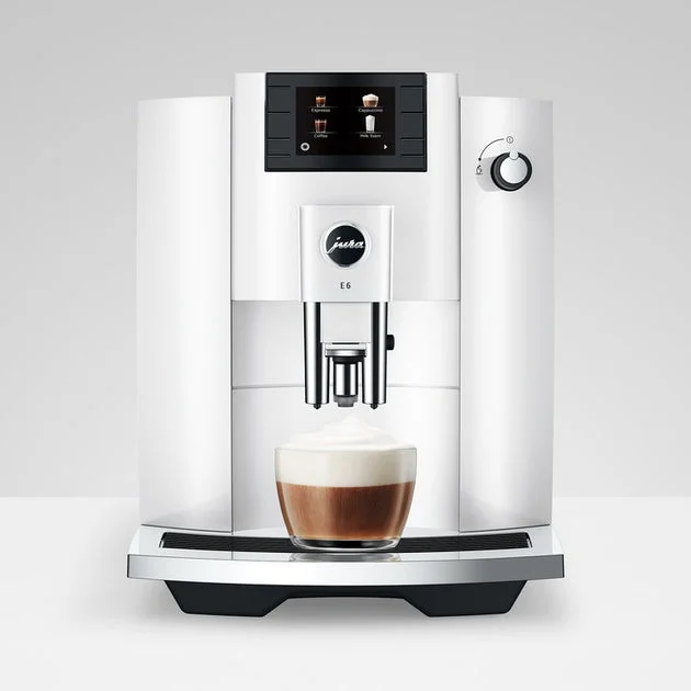 Coffee Maker E6 Specialty with Grinder Piano White 64 Ounce ABS/Stainless Steel
