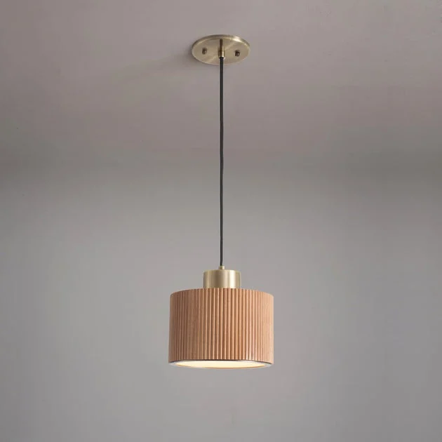 Pendant Tambo 1 Lamp Natural Ash/Weathered Brass Hand Laid