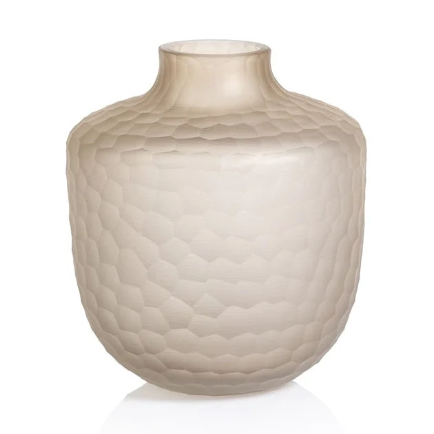 Vase Albinen Frosted Cut Jug Small Taupe Glass