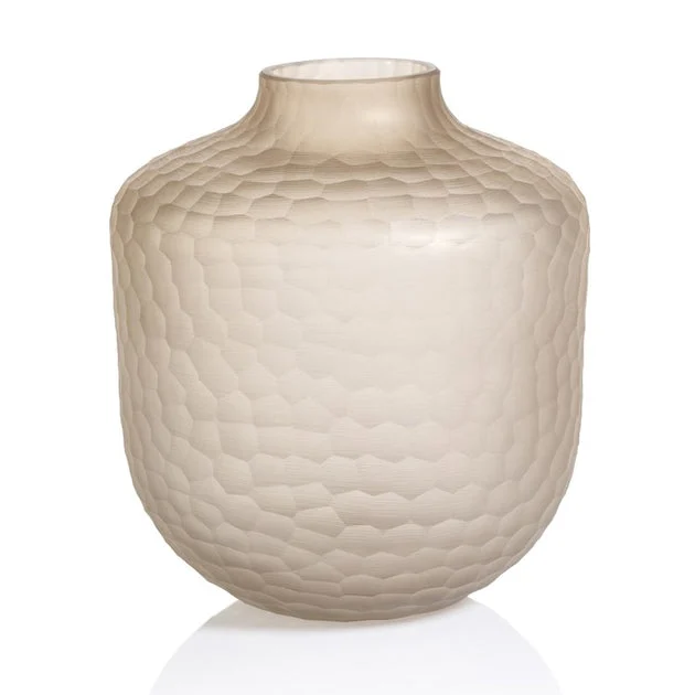 Vase Albinen Frosted Cut Jug Medium Taupe Glass