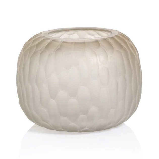 Vase Albinen Frosted Cut Medium Taupe Glass