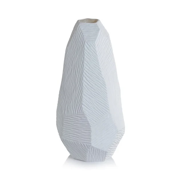 Vase Fremont Faceted White Fine Bone China