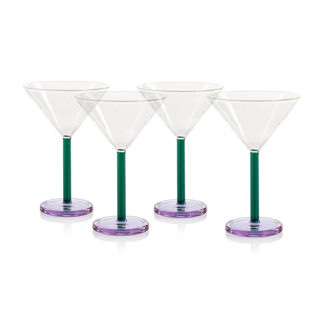 Martini Glass Set Vireo Clear/Teal/Lilac Glass 4PC