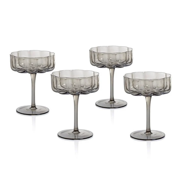 Glassware Set Reinhard Handblown Coupe Gray Glass