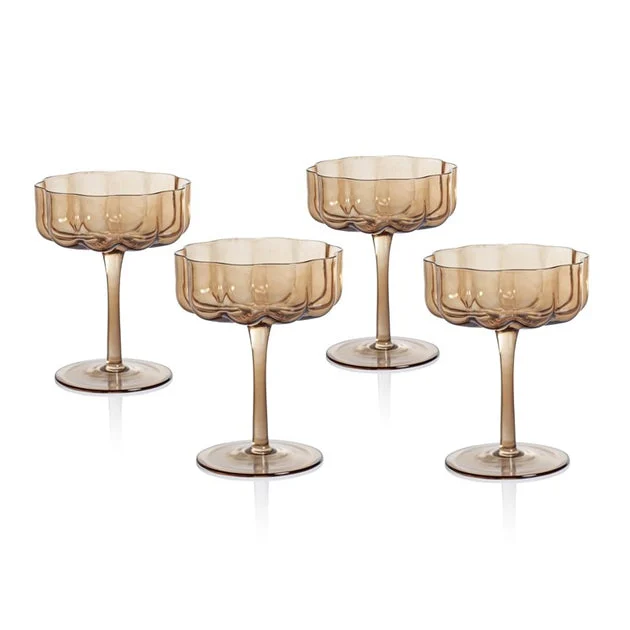 Glassware Set Reinhard Handblown Coupe Amber Glass