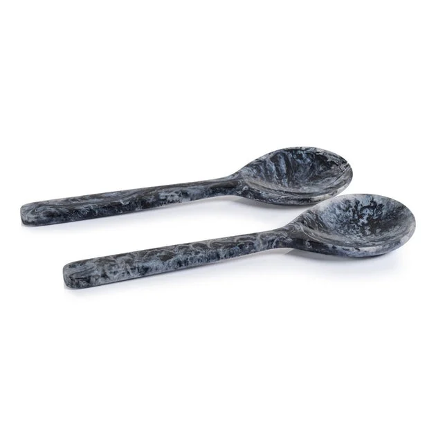 Salad Servers Seppi 2PC Black/White Resin Includes 2 Serving Spoons
