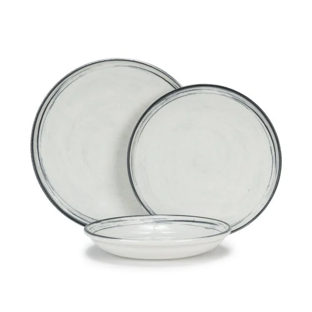 Dinnerware Set Water's Edge 12PC Off White/Navy Porcelain