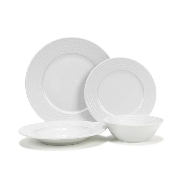Dinnerware Set Wave 16PC Off White Porcelain
