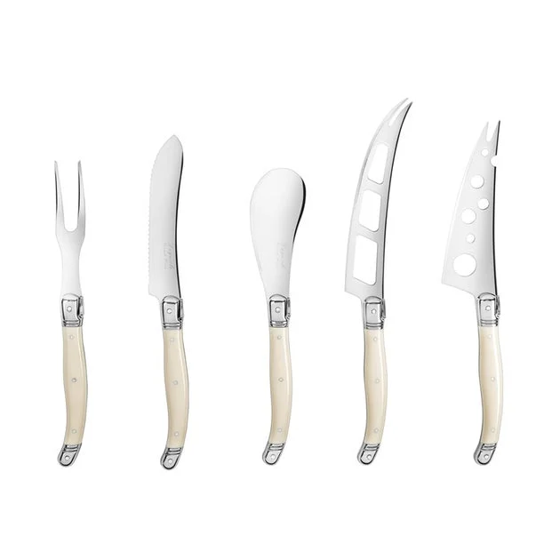 Knife Set 5PC Ivory Acrylic/Stainless Steel