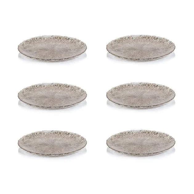Platter Set Chiara Fusion 6PC 11 Inch Golden Silver Glass