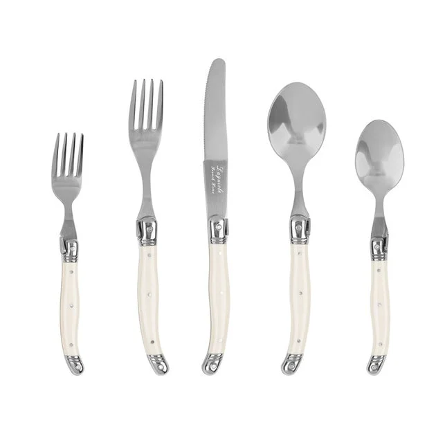 Flatware Set Connoisseur Laguiole Service for 4 20PC Ivory Acrylic/Stainless Steel