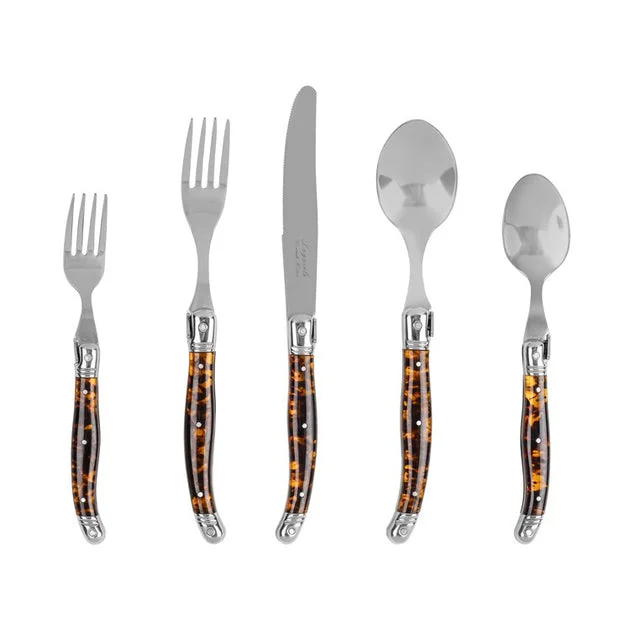 Flatware Set Connoisseur Laguiole Service for 4 20PC Tortoise Acrylic/Stainless Steel