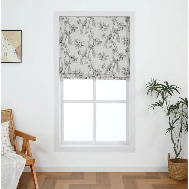Peacock 64" L x 26" W 100% Blackout Roman Shade - Black