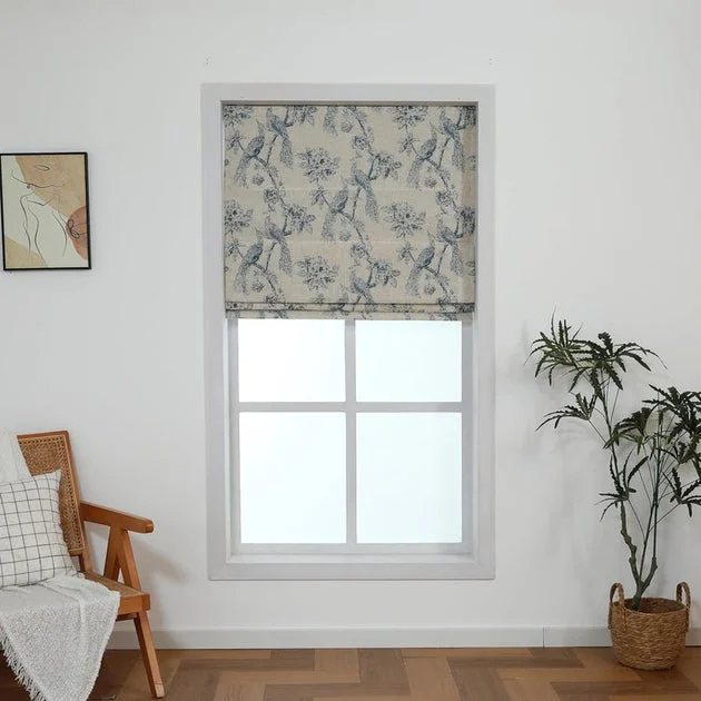 Peacock 64" L x 34" W 100% Blackout Roman Shade - Blue