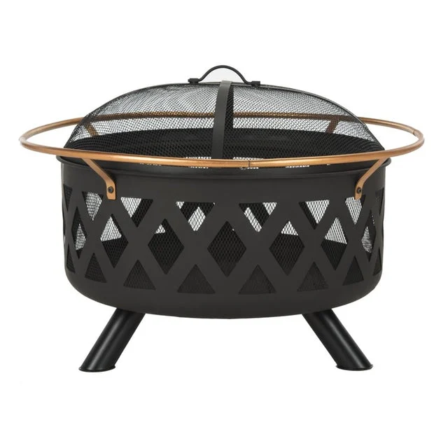 Bryce Round Fire Pit with Screen and Log Turner