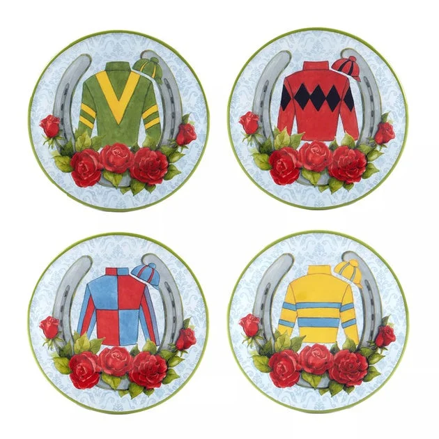 Canape Plate Derby Day at the Races Multicolored Earthenware