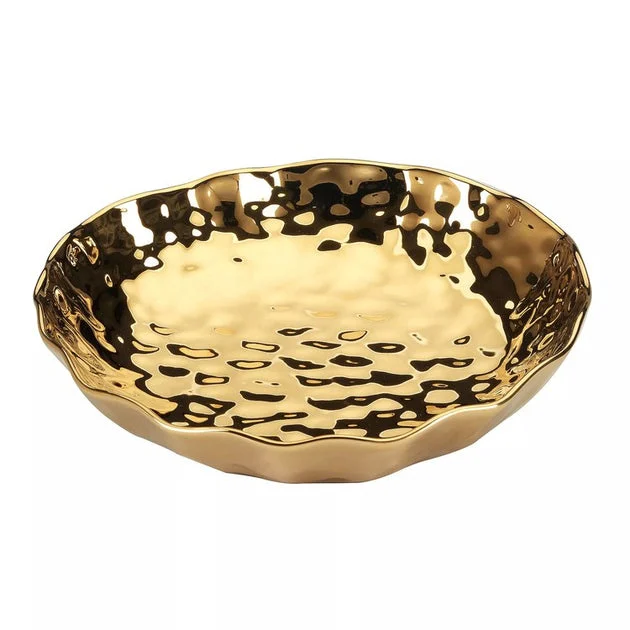 Serving Bowl Gold Coast 3 Quart Gold Porcelain