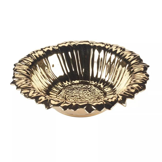 Serving Bowl Gold Coast 3-D Sunflower 120 Ounce Gold Porcelain