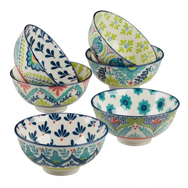 Bowl Set Talavera All Purpose Bowl Assorted 6PC 13 Ounce Multicolored