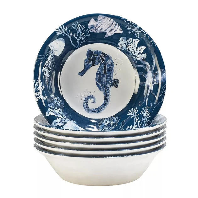 Bowl Set Sea Life All Purpose 6PC 22 Ounce Multicolored