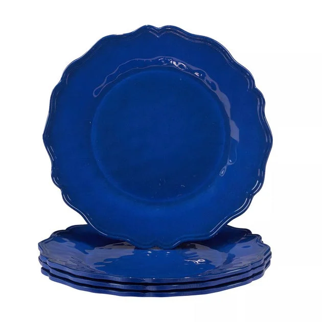 Dinner Plate Set Isabella Crackle 4PC 11 Inch Blue Melamine