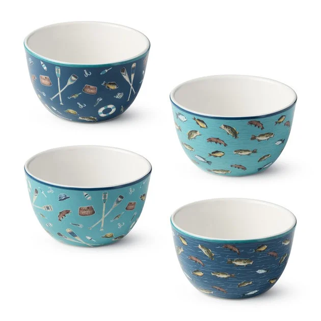 Bowl Set Wake At The Lake Ice Cream Assorted 4PC 24 Ounce Multicolored