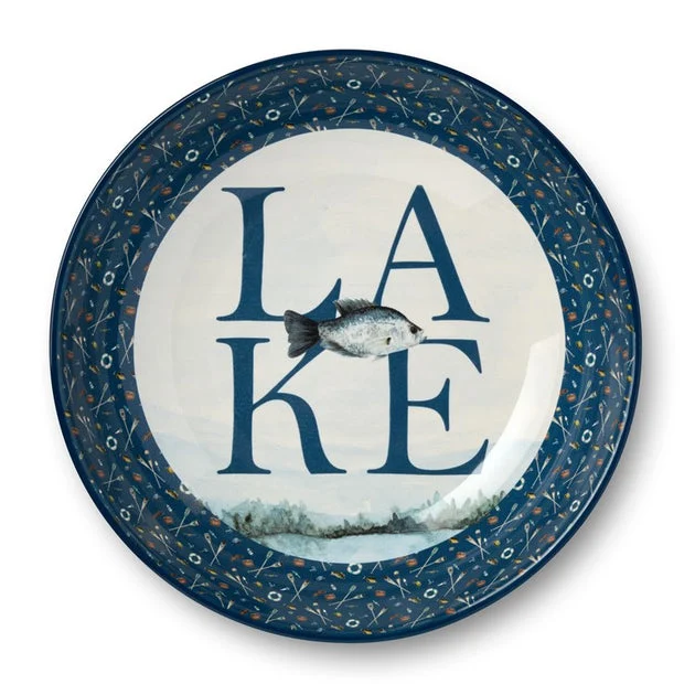 Serving Bowl Wake At The Lake 128 Ounce Multicolored Ceramic