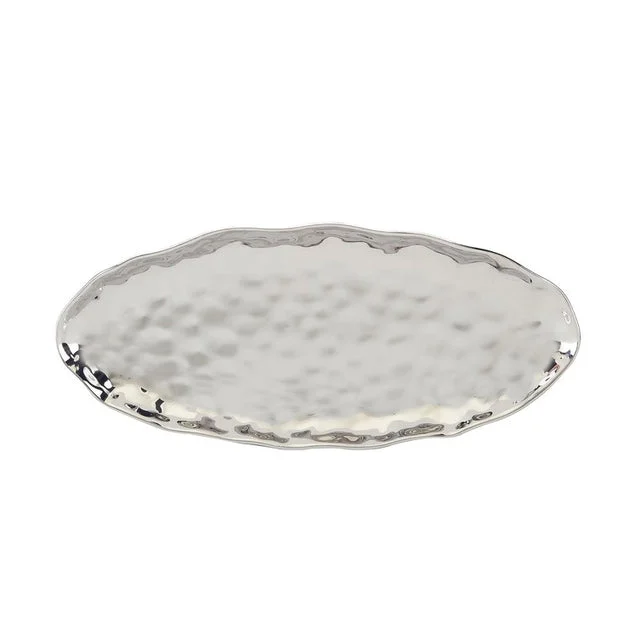 Platter Coast Fish Oval Silver Porcelain