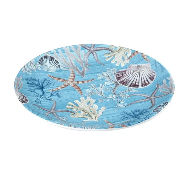Platter Beyond the Shore Round Multicolored Earthenware