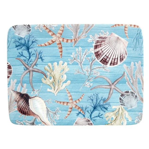 Platter Beyond the Shore Rectangle Multicolored Earthenware
