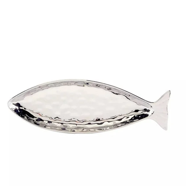 Platter Set Coast Fish 2 Piece Silver Porcelain