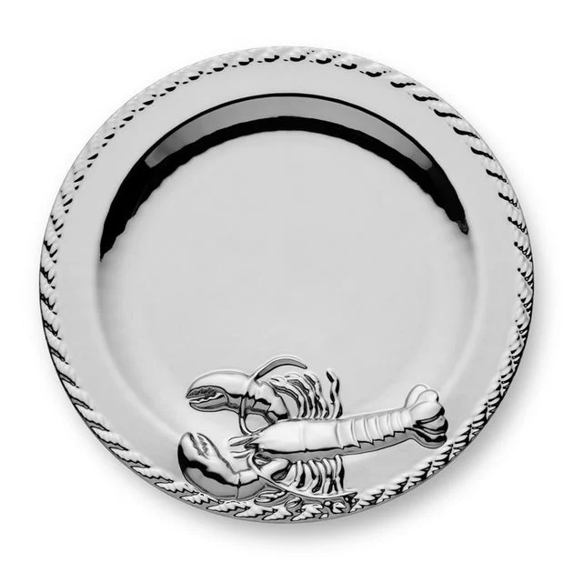Platter Lobster Round Silver Porcelain