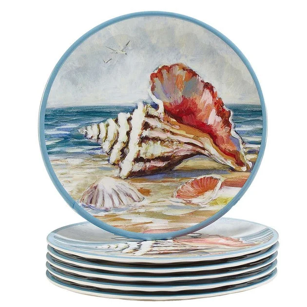 Salad Plate Set Seacoast 6 Piece Multicolored Melamine