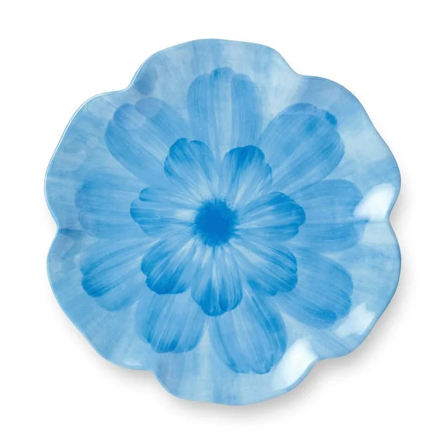 Salad Plate Set Wildflower 4 Piece Blue Melamine