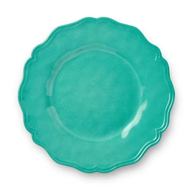 Salad Plate Set Isabella Crackle 4 Piece Teal Melamine