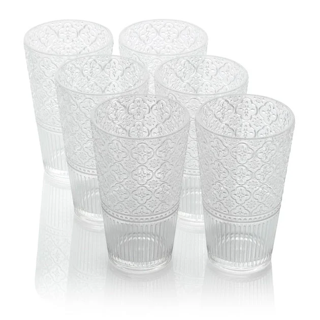 Glassware Set Victoria Ice Tea 22 Ounce Clear Acrylic 6 Piece