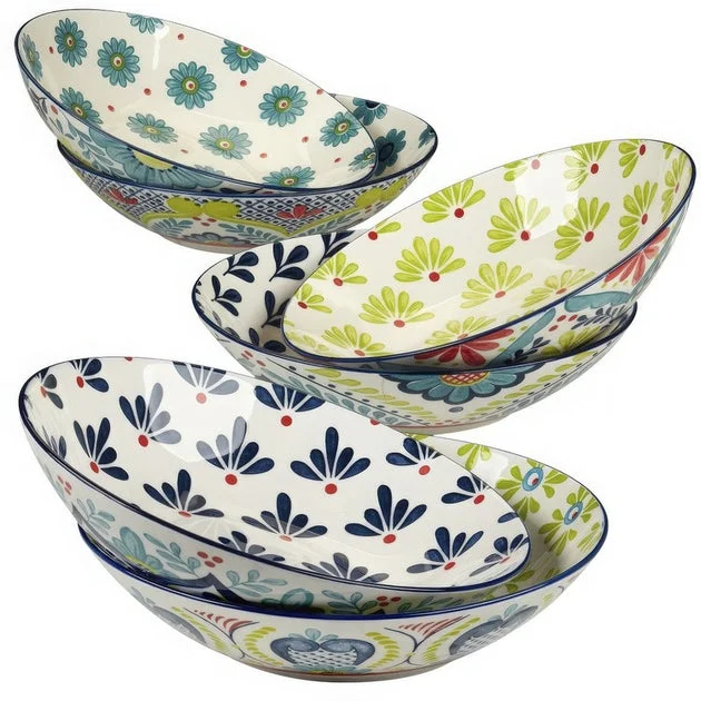 Soup Bowl Set Talavera 40 Ounce Multicolored Porcelain