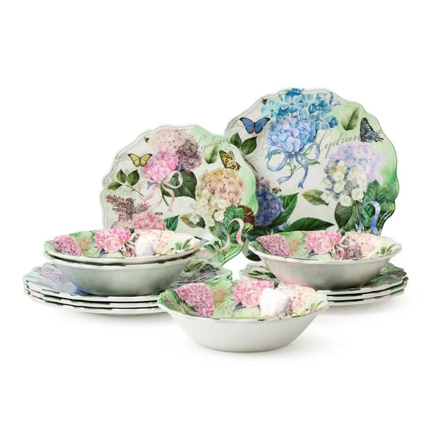 Dinnerware Set Garden Path 12 Piece Multicolored Melamine